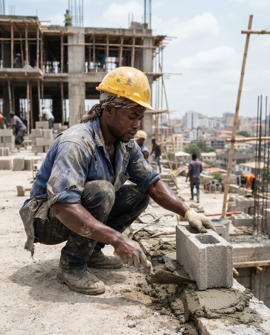Chantier d'installation dans un bâtiment en construction